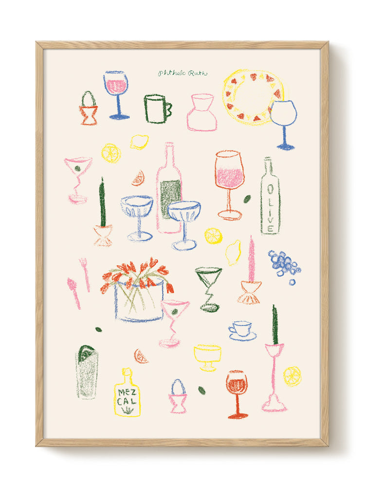 Phthalo Ruth - Dinnerware – modern wall art print, Falcozi Studio