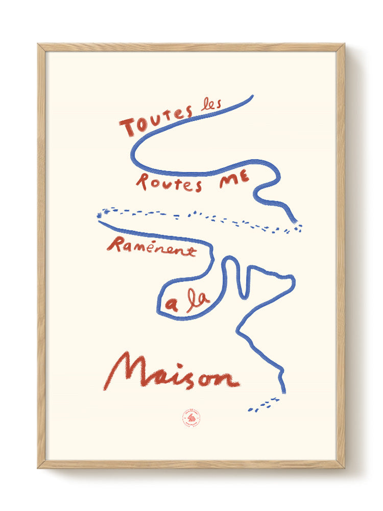 Das Rotes Rabbit - Toutes Les Routes – modern wall art print, Falcozi Studio