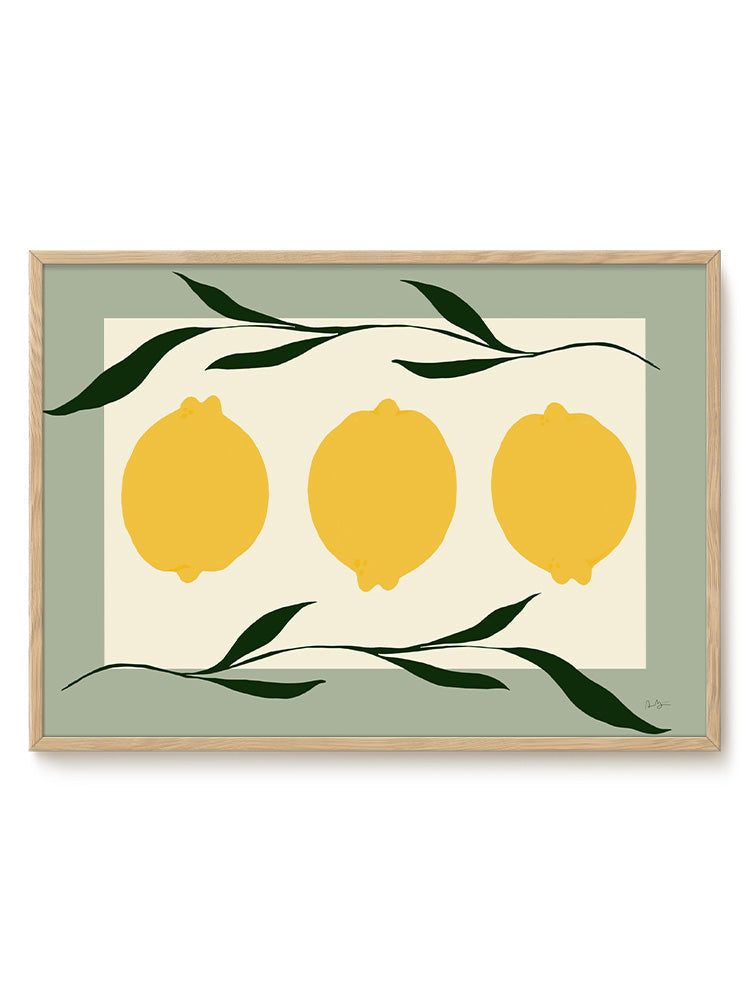 Anna Mörner - Three Lemons Green – modern wall art print, Falcozi Studio