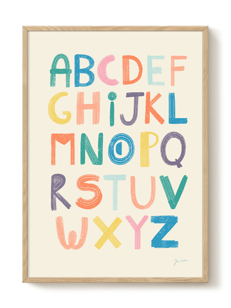 Zoe - Groovy Alphabet - Bright – modern wall art print, Falcozi Studio
