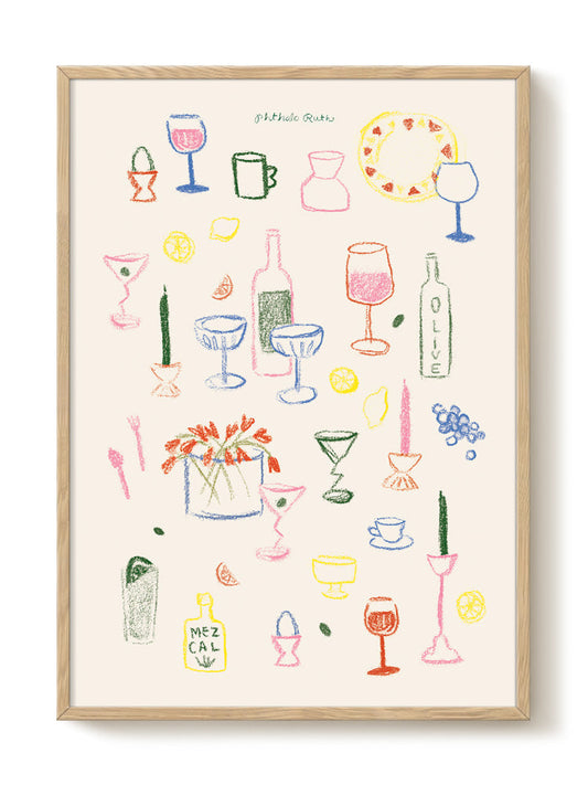 Phthalo Ruth - Dinnerware – modern wall art print, Falcozi Studio