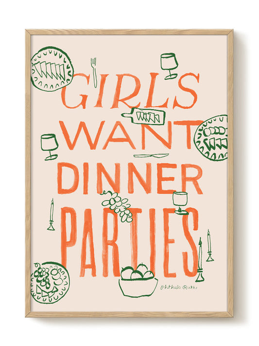 Phthalo Ruth - Girls Want Dinner Parties – modern wall art print, Falcozi Studio