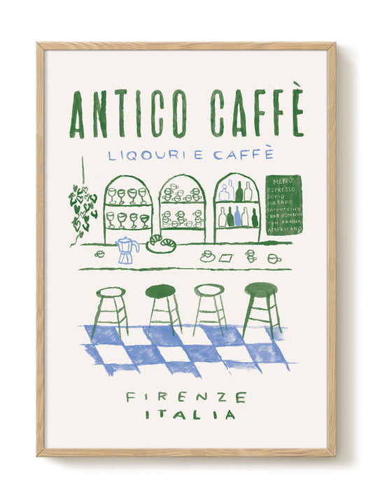 Phthalo Ruth - Antico Cafe – modern wall art print, Falcozi Studio