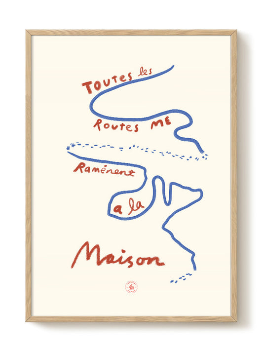Das Rotes Rabbit - Toutes Les Routes – modern wall art print, Falcozi Studio