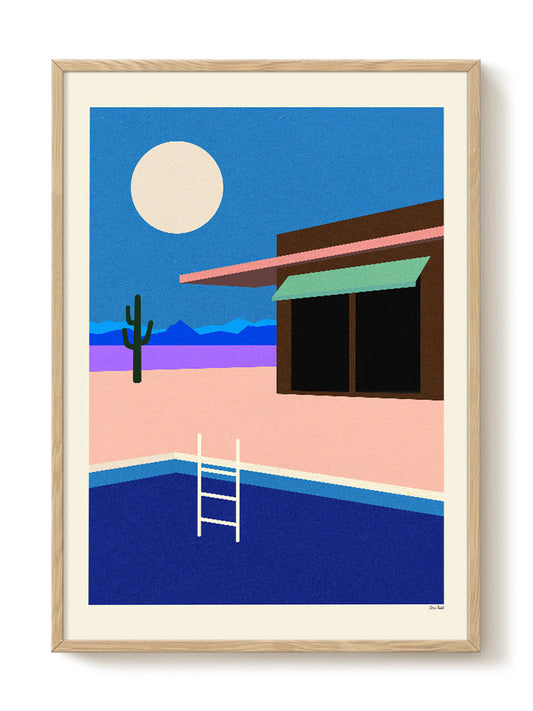 Rosi Feist - Desert House by Night – modern wall art print, Falcozi Studio