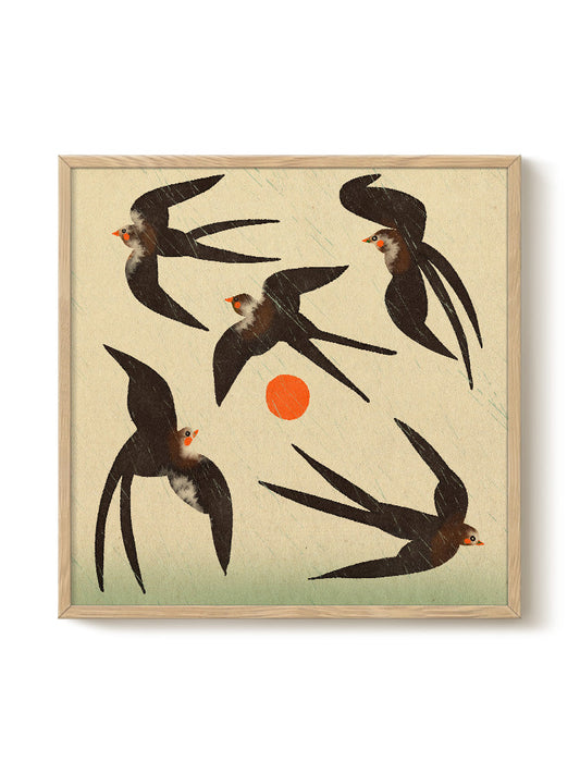 Abstract Birds Print – modern animal wall art, unique design