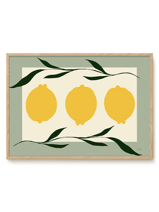 Anna Mörner - Three Lemons Green – modern wall art print, Falcozi Studio