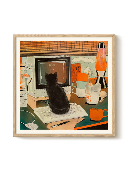 Enikő Eged - Bodega Cat Pong – modern wall art print, Falcozi Studio