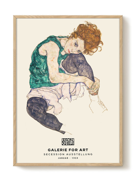 Egon Schiele - Seated woman with bent knee – modern wall art print, Falcozi Studio