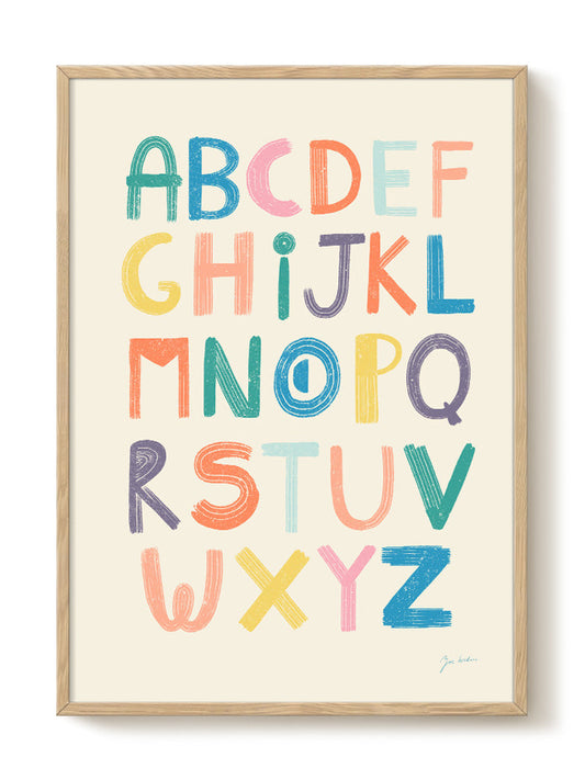 Zoe - Groovy Alphabet - Bright – modern wall art print, Falcozi Studio