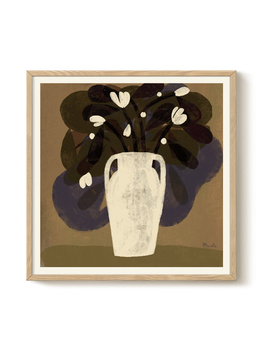 Marco - White Flowers – modern wall art print, Falcozi Studio