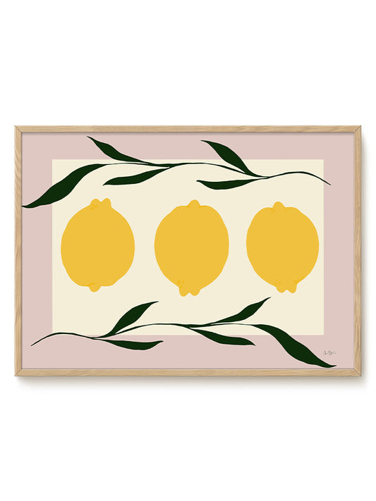 Anna Mörner - Three Lemons Pink – modern wall art print, Falcozi Studio