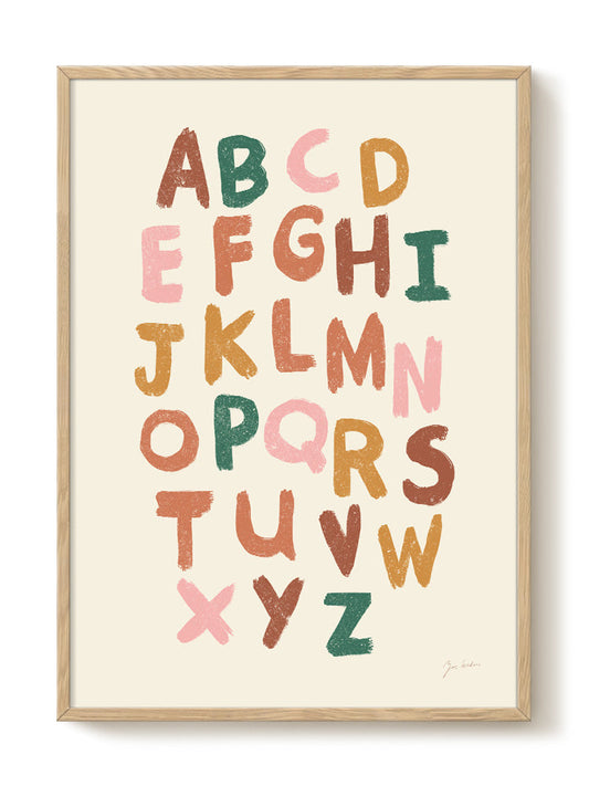 Zoe - Jolly Alphabet - Warm – modern wall art print, Falcozi Studio