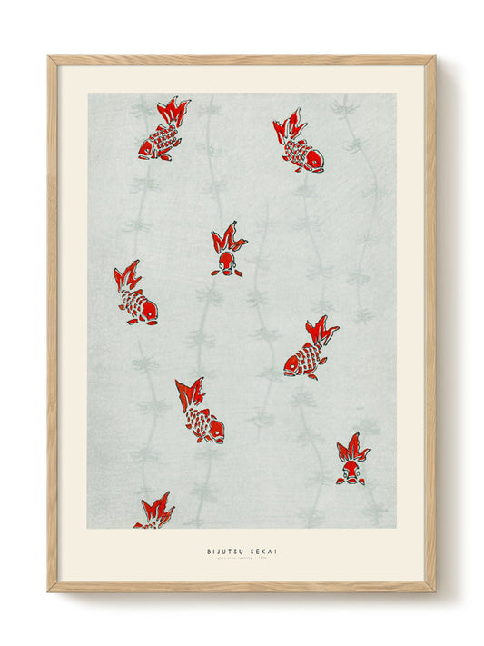 Bijutsu Sekai - Gold fish pattern – modern wall art print, Falcozi Studio