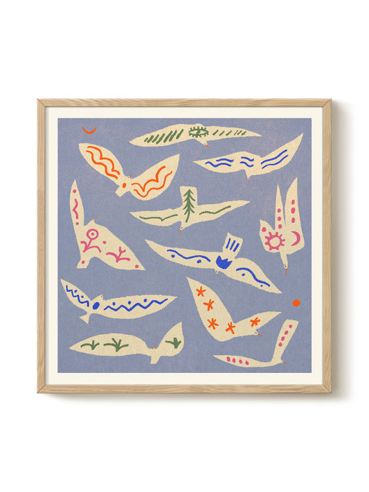 Abstract Birds Print – modern animal wall art, unique design