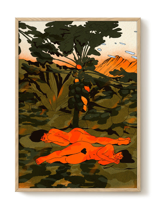 Enikő Eged - Papaya Garden – modern wall art print, Falcozi Studio