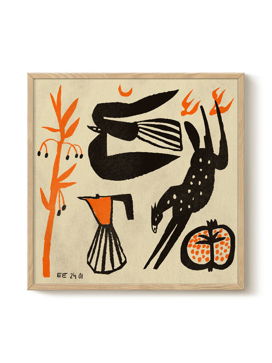 Abstract Birds Print – modern animal wall art, unique design