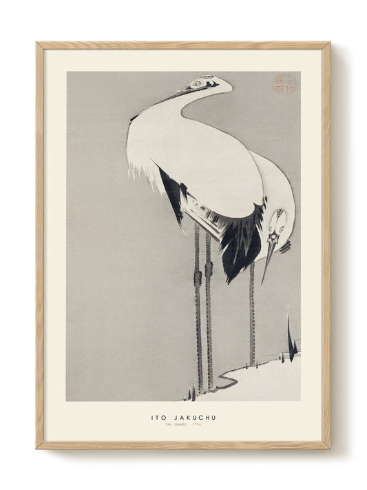 Ito Jakuchu - Two cranes – modern wall art print, Falcozi Studio