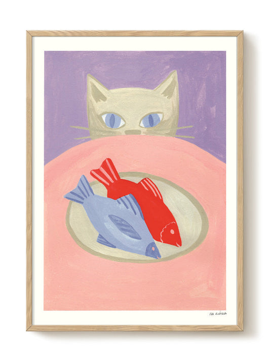Iga Kosicka - Cat likes fish – modern wall art print, Falcozi Studio
