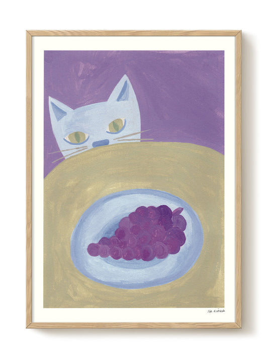 Iga Kosicka - Cat likes grapes – modern wall art print, Falcozi Studio