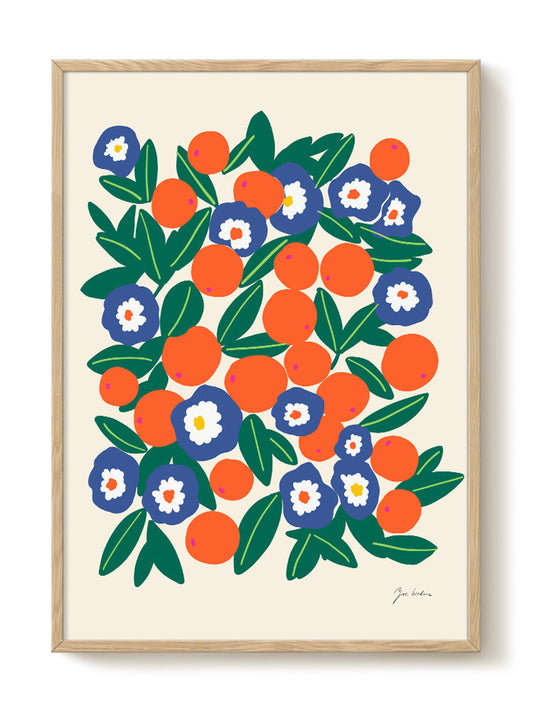 Zoe - Oranges & Flowers – modern wall art print, Falcozi Studio