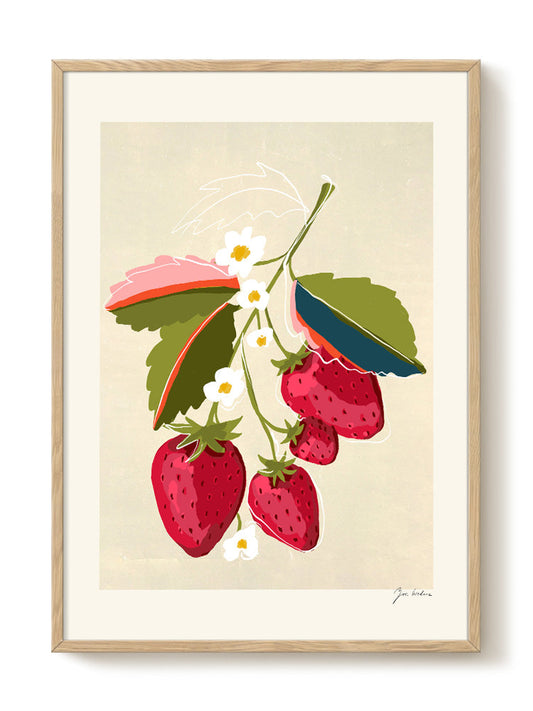 Zoe - Strawberries – modern wall art print, Falcozi Studio