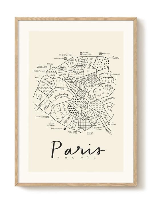 Aleisha - Paris Neighborhood Map – modern wall art print, Falcozi Studio